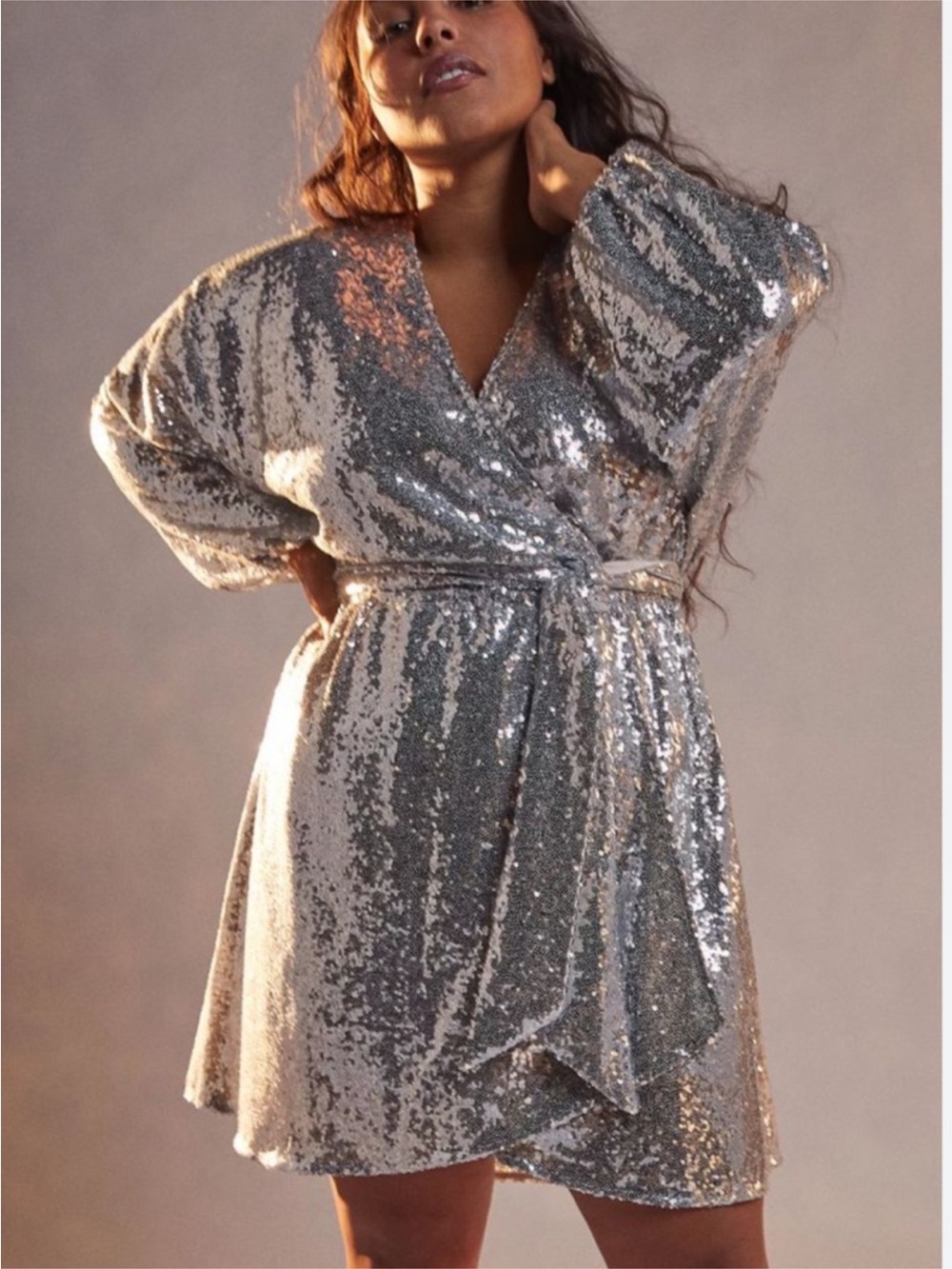 Anthropologie Lisabette Silver Sequin Dress NWT size 3X NO BELT Cocktail Mini